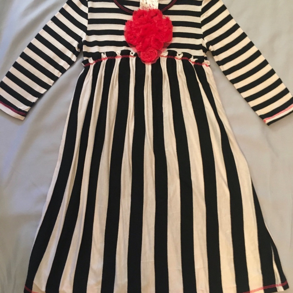 Pink Vanilla Soft Cotton Black & White Striped Dress